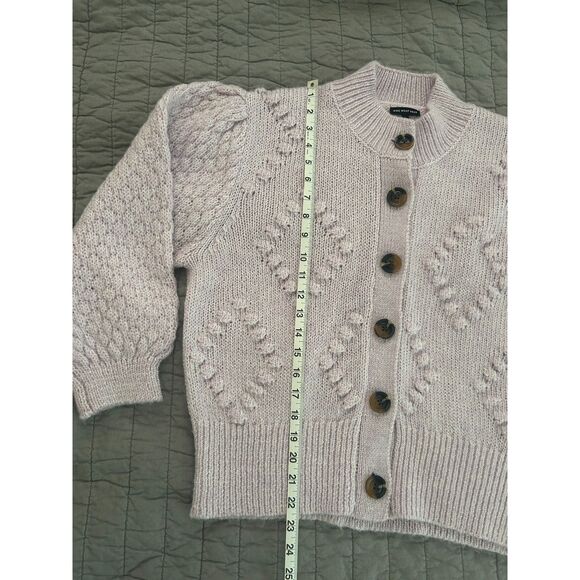 Who What Wear Lilac Puff Sleeve Cardigan Size Large Grannycore Cottagecore - Picture 4 of 6